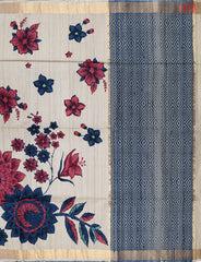 Beige & Blue Kadhi Tussar Silk Saree