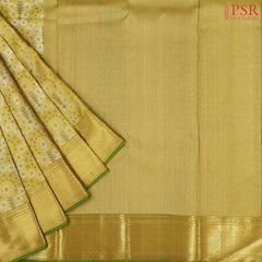 Golden Olive Yellow Kanchipuram Jacquard Tissue Silk Saree