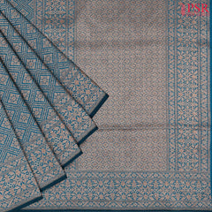 Dark Teal Blue Semi Summer Silk Saree