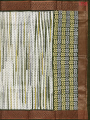 Beige & Olive Green Chanderi Silk Cotton Saree