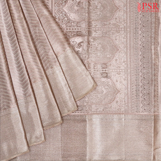 Mettalic Copper Pink Kanchipuram Tissue Silk Saree