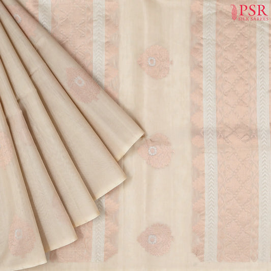 Beige Silk Cotton Saree