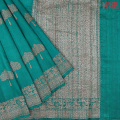 Pine Green Banaras Jute Silk Saree