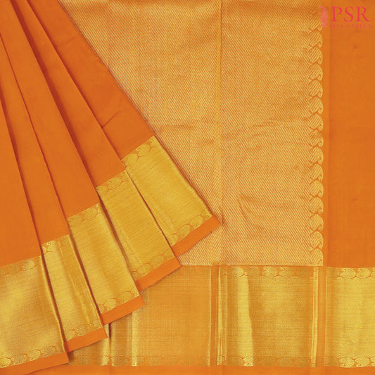 Marigold Orange Cotton Silk Saree