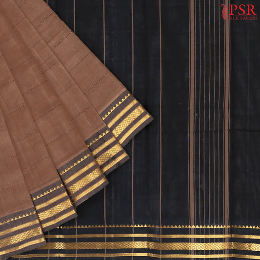 Caramel Brown Kanchi Cotton Saree