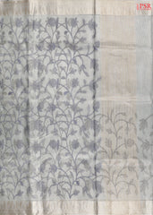 Grey Gold Tissue Embroidery Saree