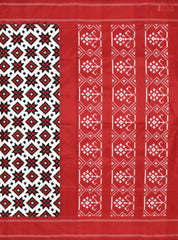 Floral White Pochampally Silk Ikat Saree