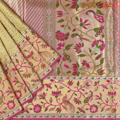 Golden Yellow Kanchipuram Jacquard Tissue Silk Saree