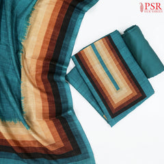 Peacock Teal Semi Tassar Dress Material