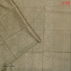 Light Olive Kosa Embroidery Dress Material