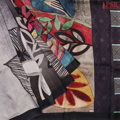 Grey & Multicolor Murshidabad Silk Saree