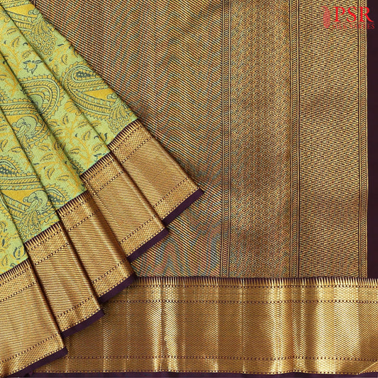 Limerick Green Kanchipuram Jacquard Tissue Silk Saree