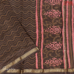 Umber Brown Maheshwari Silk Cotton Dress Material