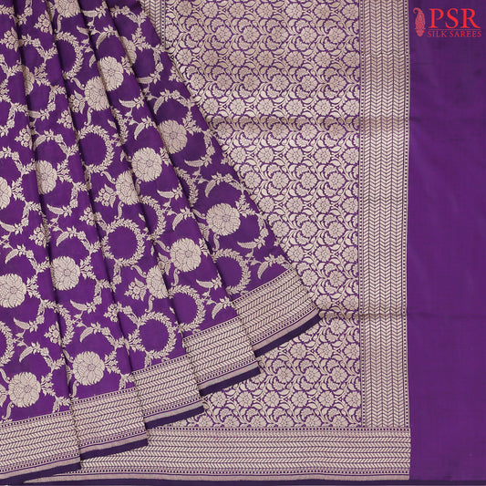Violet Banaras Katan Silk Saree