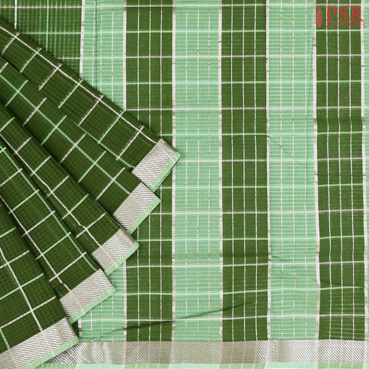 Dark Sap Green Mangalagiri Cotton Saree