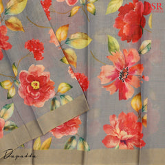 Fossil Grey Tissue Dress Material