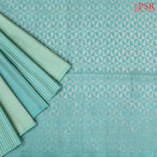 Grey Turquoise Blue Soft Silk Saree