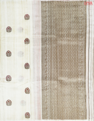 Beige Banaras Jute Silk Saree