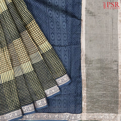 Light Olive Chanderi Silk Cotton Saree