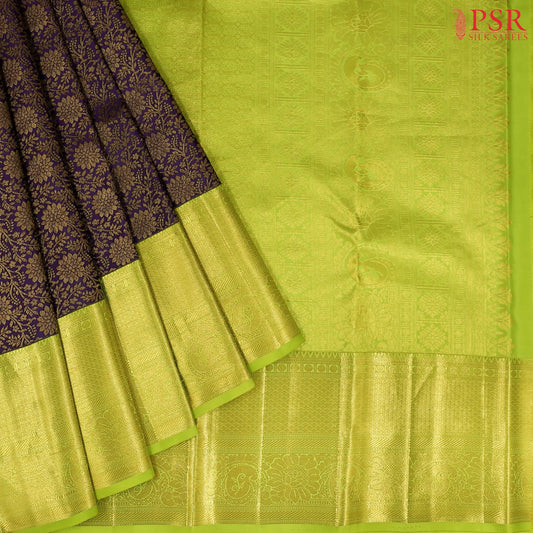 Dark Violet Kanchipuram Silk Saree