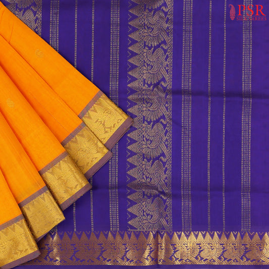 Marigold Orange Cotton Silk Saree