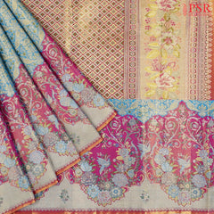 Paradise Blue Bridal Kanchipuram Tissue Silk Saree