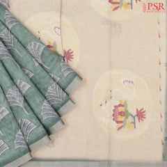 Dark Sage Green Silk Cotton Saree
