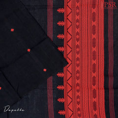 Black Jamdani Cotton Dress Material