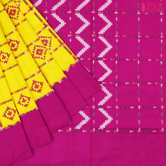 Yellow Pochampally Silk Ikat Saree