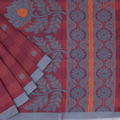 Dark Maroon Kovai Cotton Saree