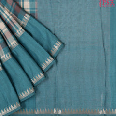 Grey & Teal Semi Tussar Saree
