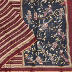 Burgundy Tussar Silk Dress Material