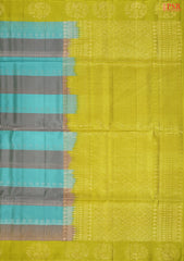 Turquoise & Grey Soft Silk Saree