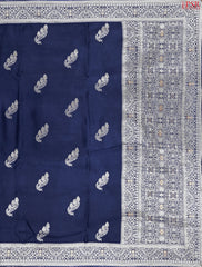 Dark Blue Banarasi Habutai Satin Saree