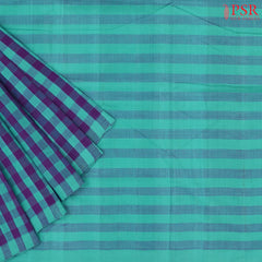 Turquoise Blue & Violet Mangalagiri Cotton Saree