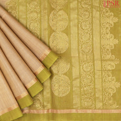 Tussar Beige Silk Cotton Saree
