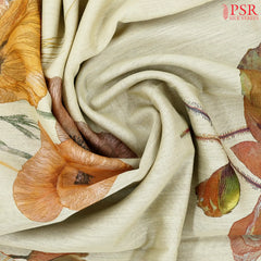 Cream Beige Munga Silk Saree