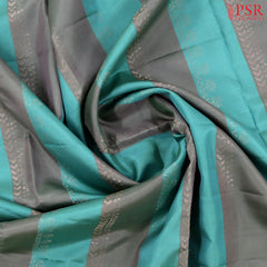 Turquoise & Grey Soft Silk Saree