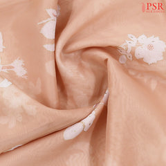 Cantaloupe Orange Organza Embroidery Saree