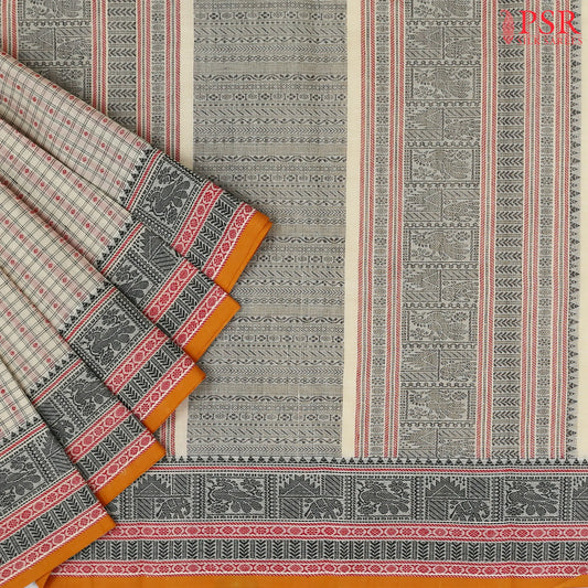 Beige Kalakshetra Kovai Cotton Saree
