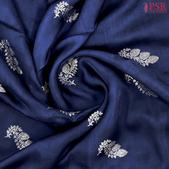 Dark Blue Banarasi Habutai Satin Saree