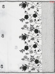 Floral White Semi Dupion Saree