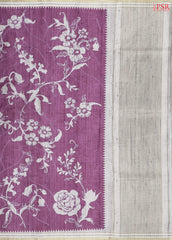 Orchid Purple Semi Tussar Embroidery Saree
