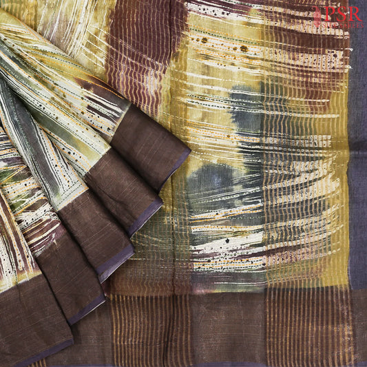 Olive Hues Kadhi Tussar Silk Saree