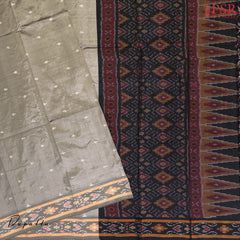 Black Pochampally Silk Dress Material