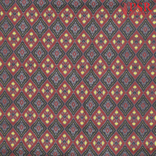 Grey & Auburn Semi Tassar Ikkat Print Running Material