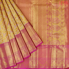 Golden Yellow Kanchipuram Tissue Silk Saree
