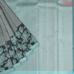 Turquoise Grey Kanchipuram Tissue Silk Saree