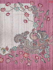 Light Grey Semi Tussar Embroidery Saree