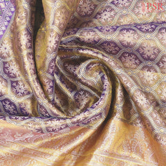 Golden Purple Kanchipuram Jacquard Silk Saree